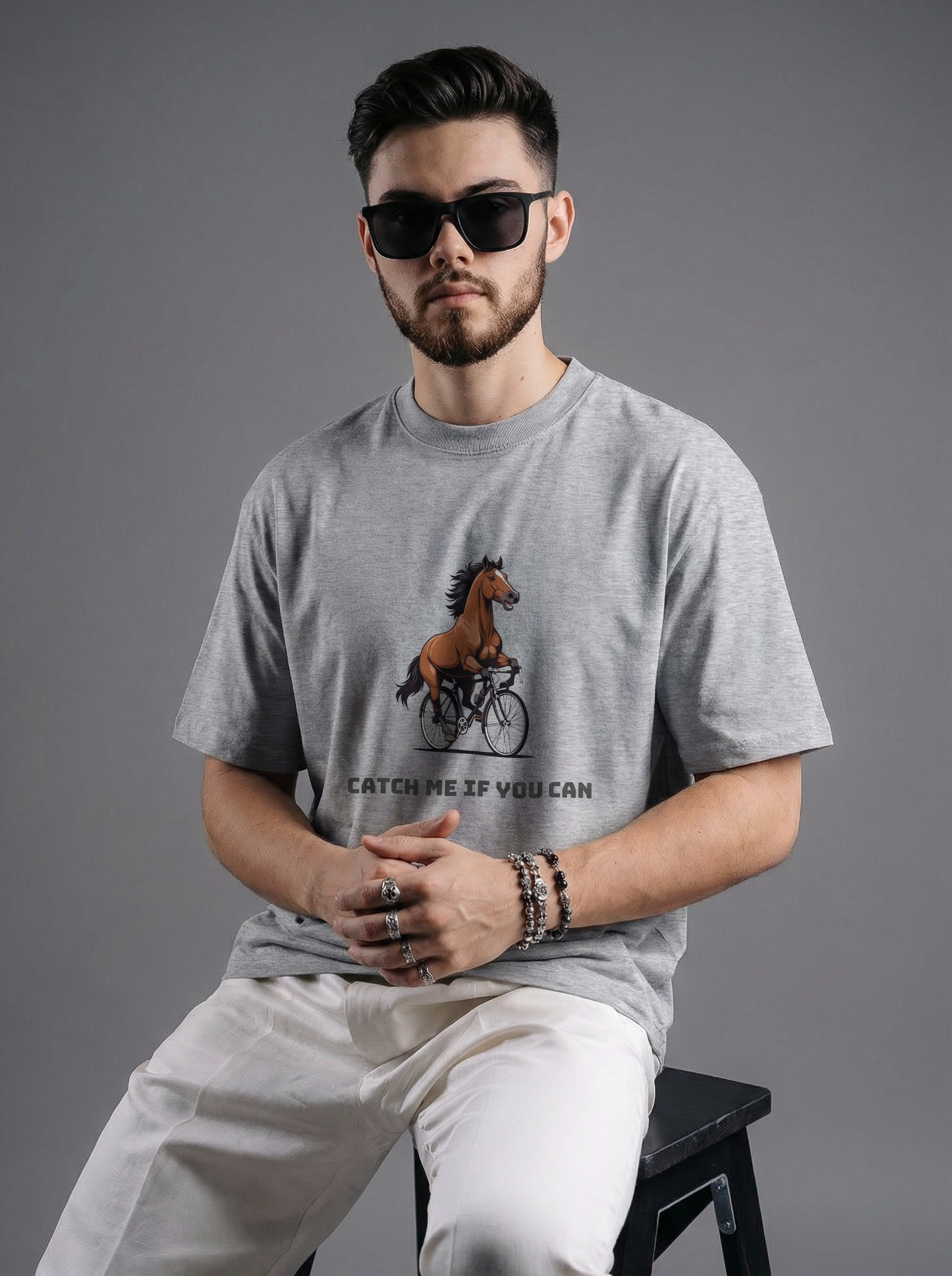Catch me if you can Unisex organic oversized high neck t-shirt